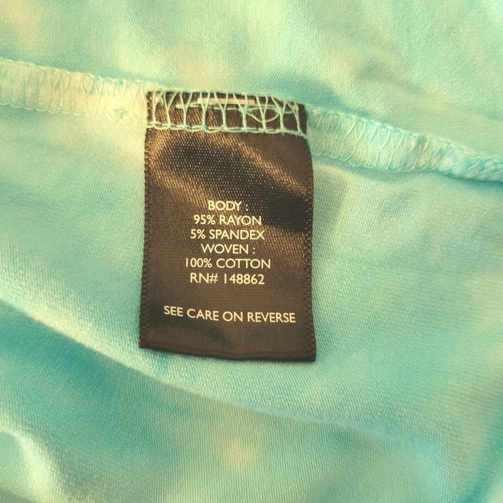 Torrid Cold Shoulder Top Womens 2 Blue Tie Dye Eyelet Lace Super Soft Short Slve - Picture 10 of 14